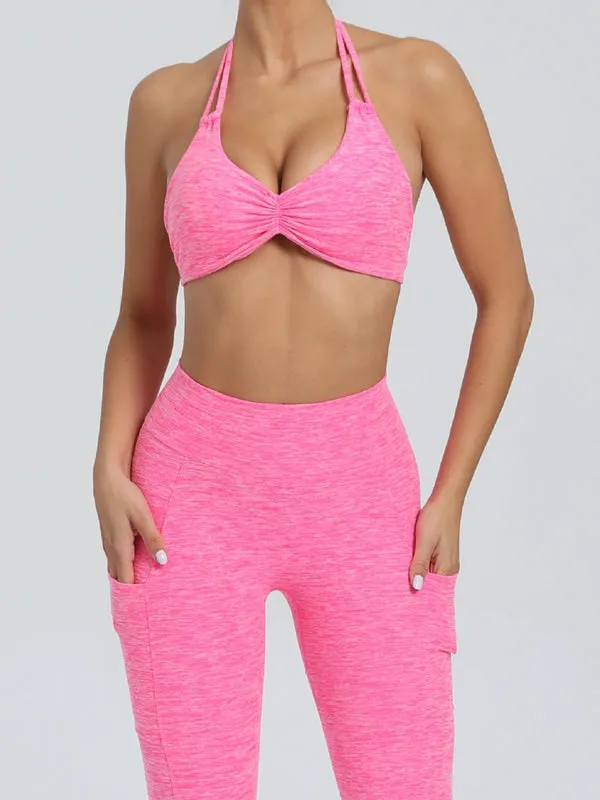 ZASUWA Female Deep V Back Pocket Scrunch Bum Halter Backless Tracksuit