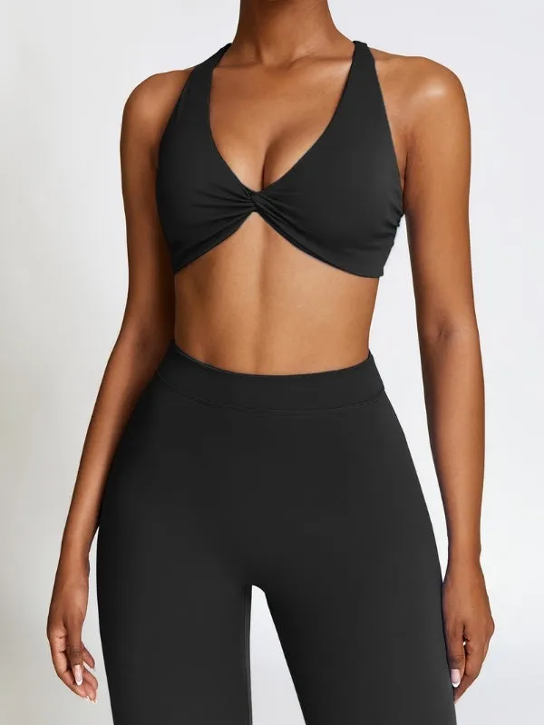 ZASUWA Female Deep V Back Scrunch Bum Flare Pants