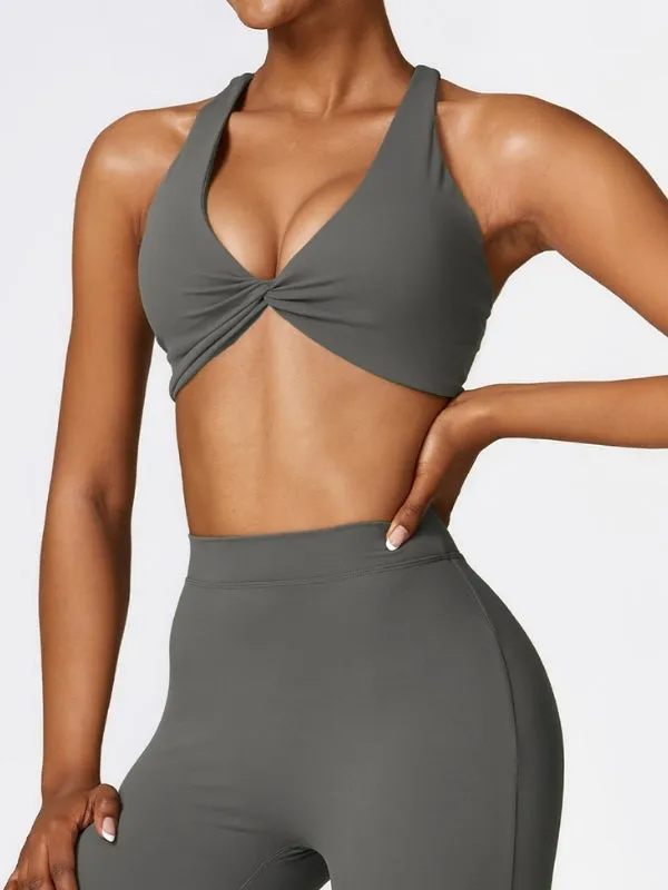 ZASUWA Female Deep V Back Scrunch Bum Flare Pants