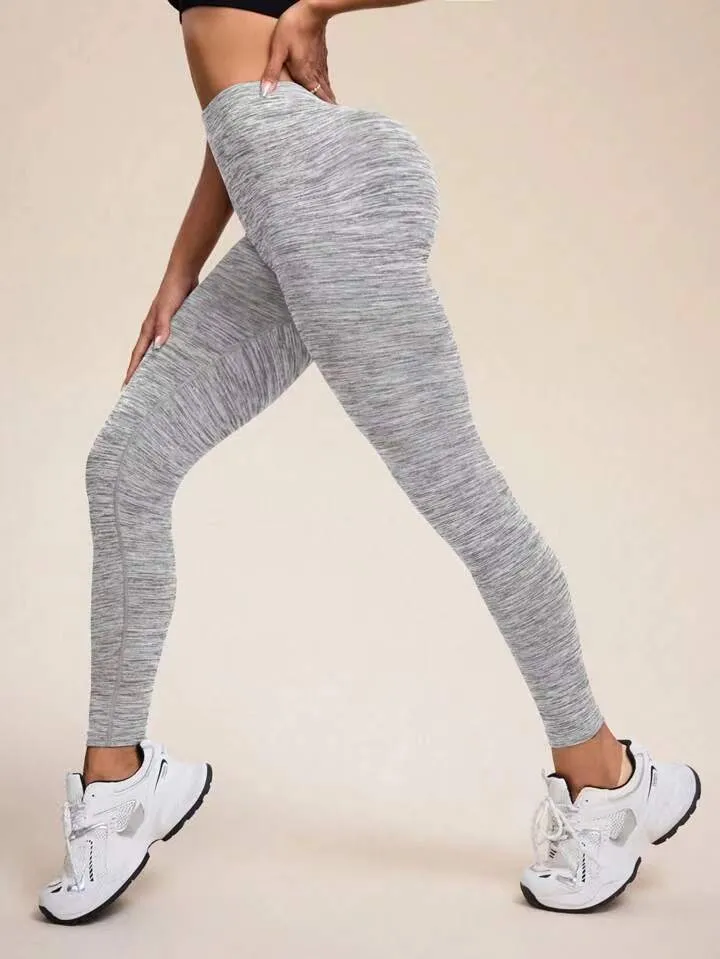 ZASUWA Female Deep V Back Scrunch Bum Seamless Leggings