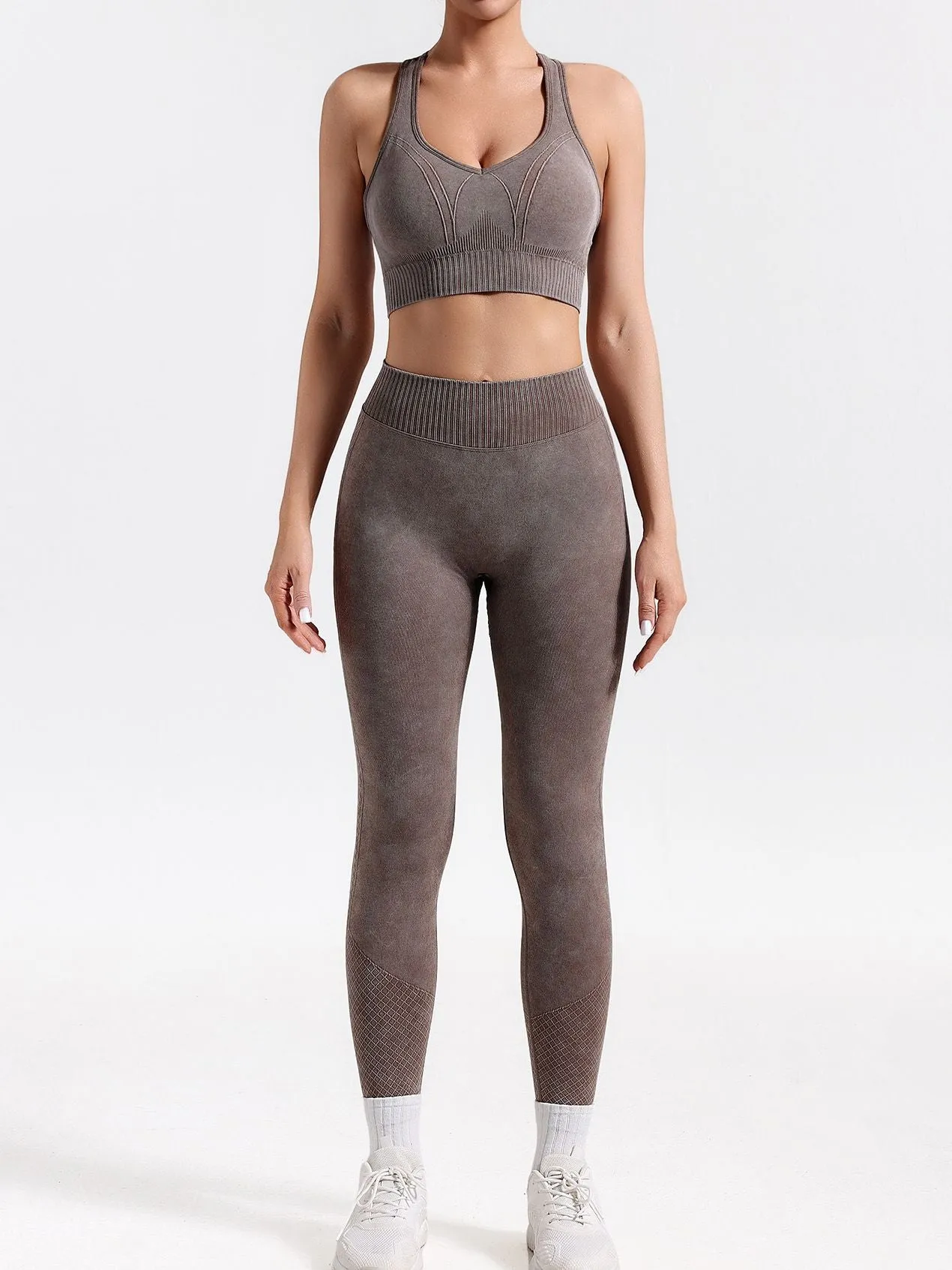 ZASUWA Female Denim Hollow Out V-shaped Waist Elastic Tight Quick-dry Tracksuit
