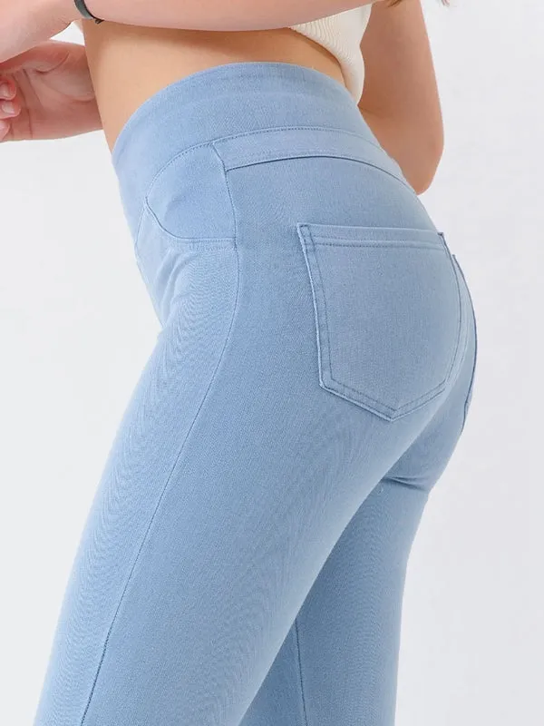 ZASUWA Female Denim Pocket High-waisted Leggings