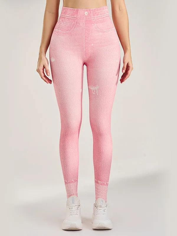 ZASUWA Female Denim Pocket Hip-lift Leggings