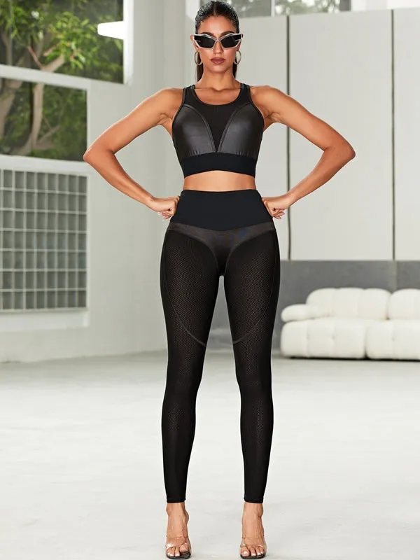ZASUWA Female Fly Eye Contrast Color Fishnet Tracksuits