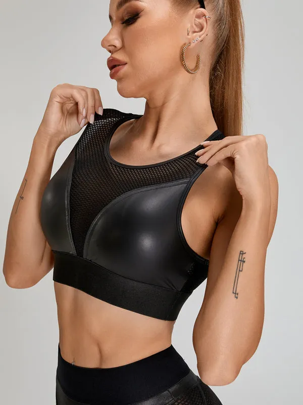 ZASUWA Female Fly Eye PU Breathable Short Tracksuit