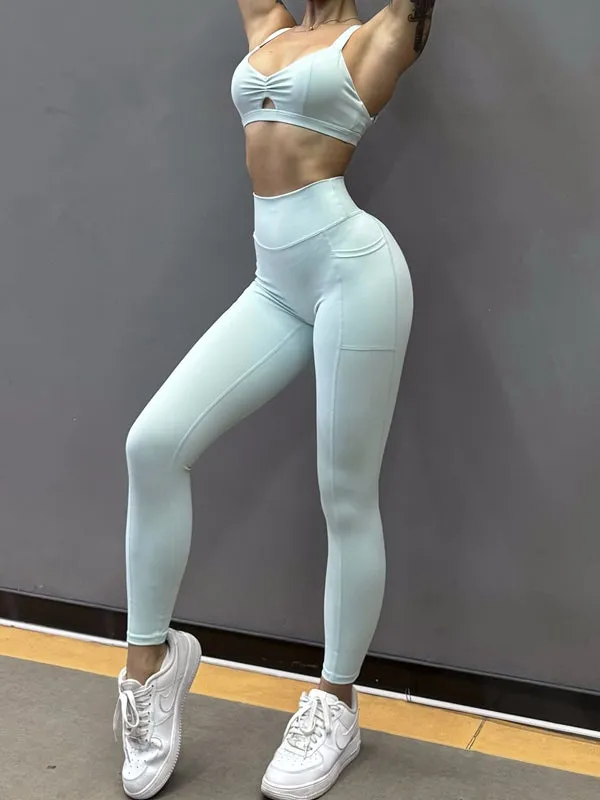 ZASUWA Female Folds Cutout Cross Back Sports Bras
