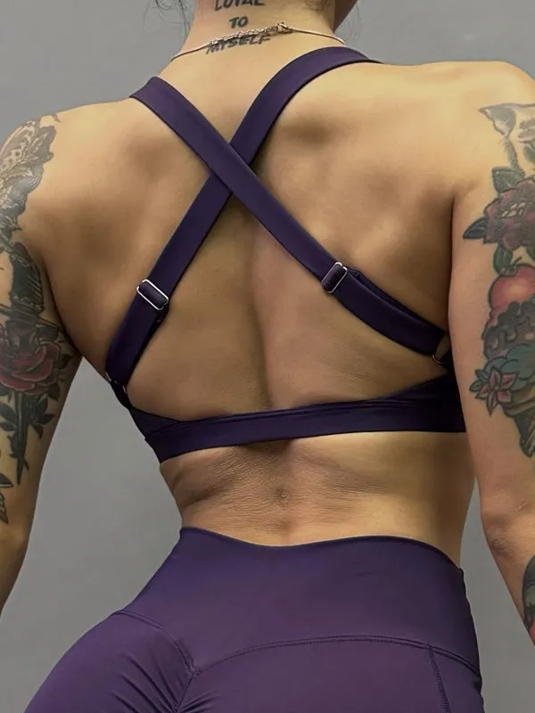 ZASUWA Female Folds Cutout Cross Back Sports Bras