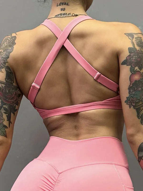 ZASUWA Female Folds Cutout Cross Back Sports Bras
