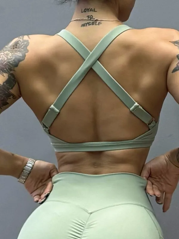 ZASUWA Female Folds Cutout Cross Back Sports Bras
