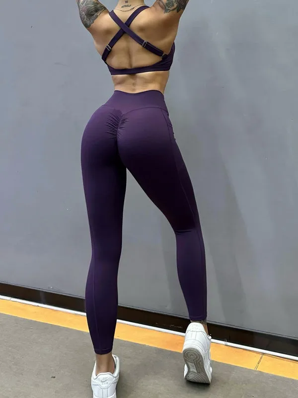ZASUWA Female Folds Cutout Cross Back Sports Bras