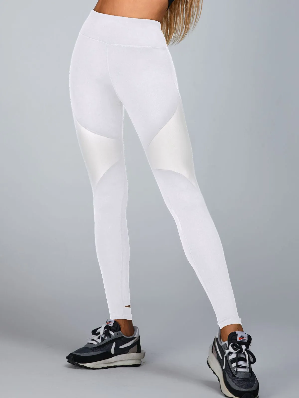 ZASUWA Female High Waist Stretch Mesh Stitching Leggings
