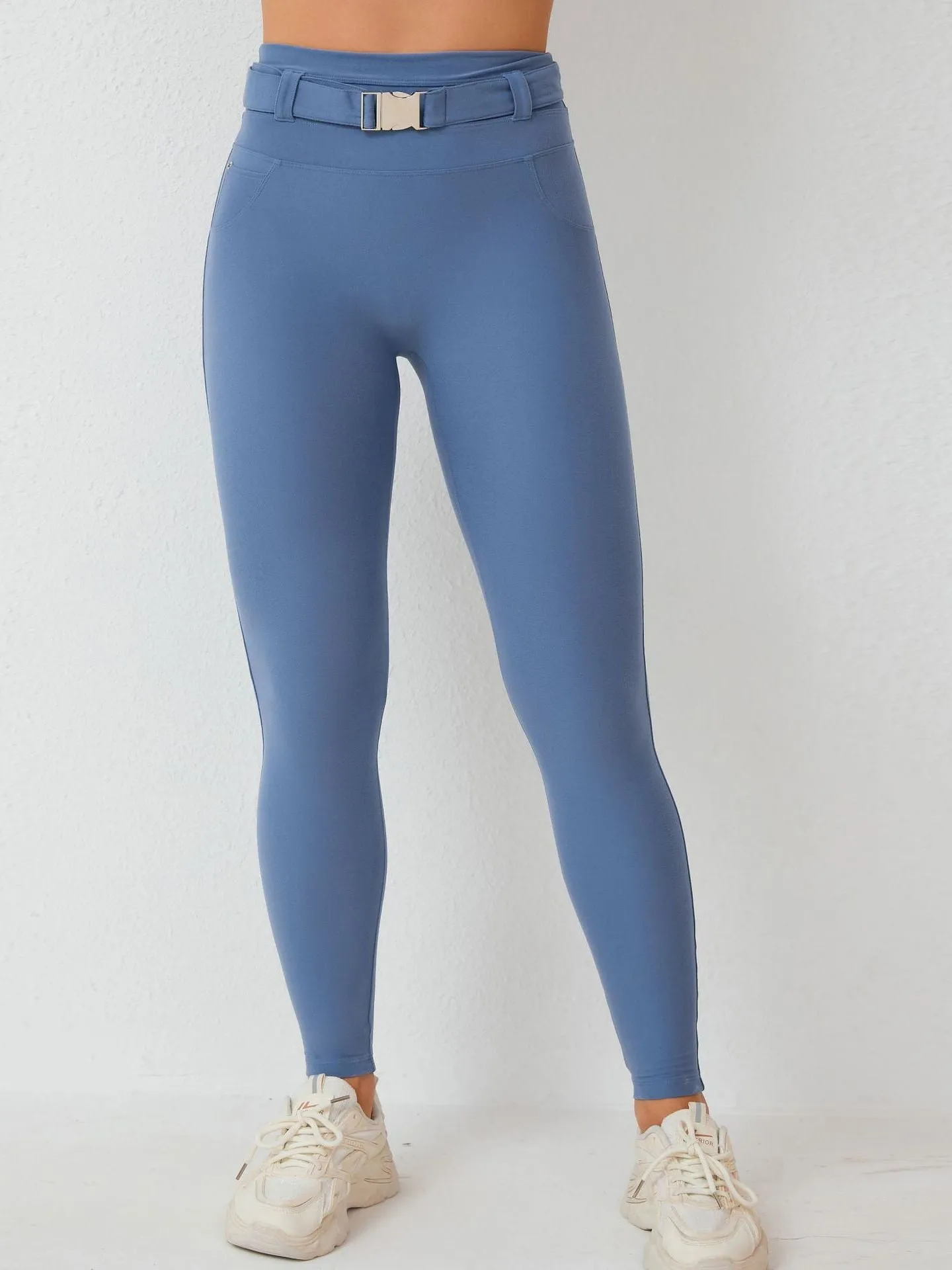 ZASUWA Female High-waisted Adjustable Strap Solid Color Elastic Tight Basic Yoga Leggings