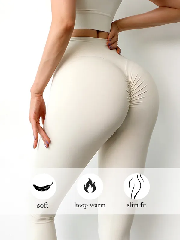 ZASUWA Female High-waisted Hair-grinding Nude Yoga Leggings