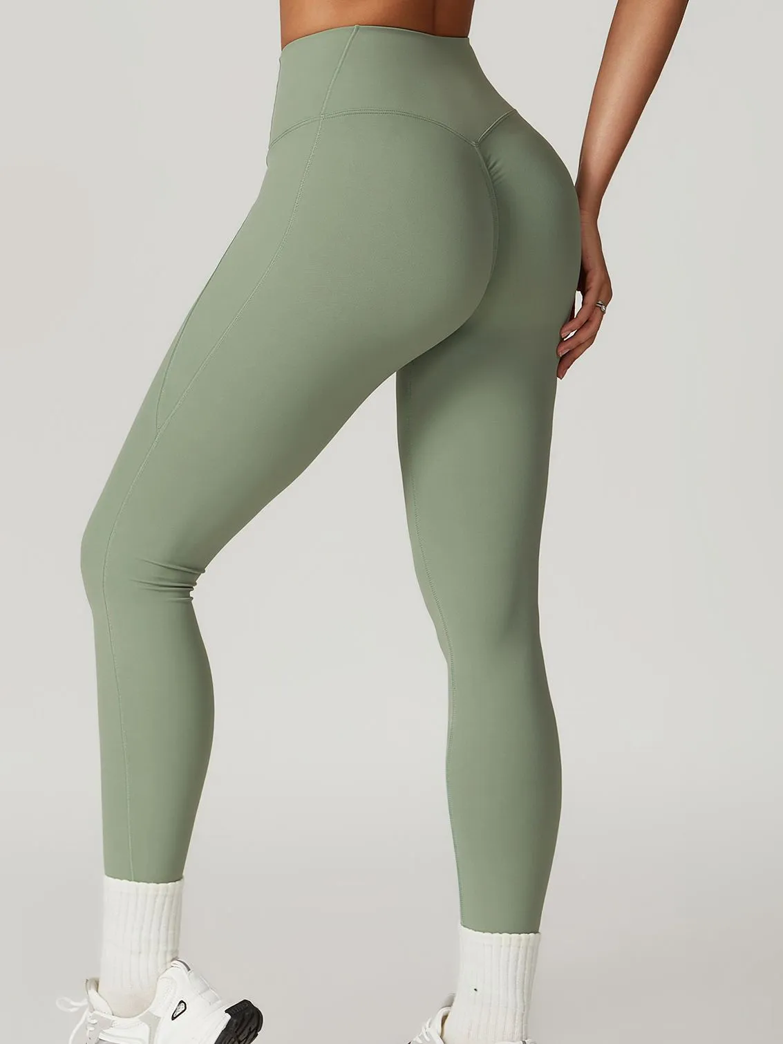 ZASUWA Female High-waisted Hip-lift Quick Dry Elastic Tight Scrunch Bum Leggings