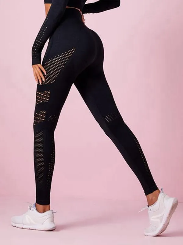 ZASUWA Female Knit Seamless Net Solid Color High-waist Sportswear