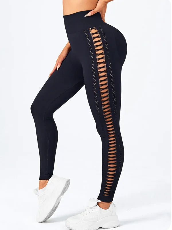 ZASUWA Female Lace-up Breathable Scrunch Bum High-waisted Leggings