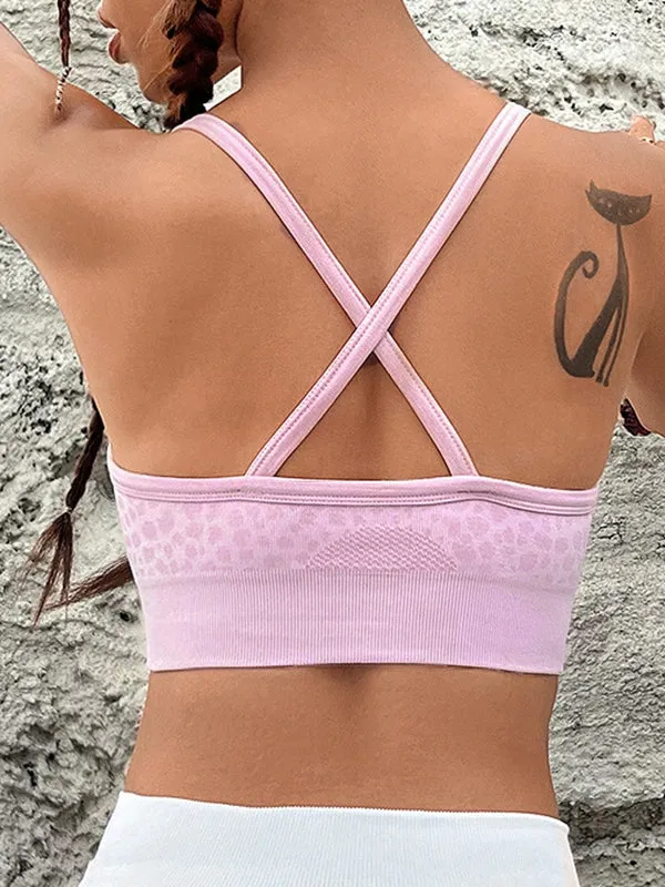 ZASUWA Female Leopard Print Cross Back Sports Bras