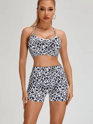 ZASUWA Female Leopard Print Cross Back Tracksuit