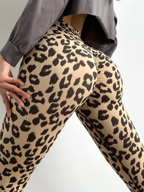 ZASUWA Female Leopard Print Scrunch Bum Leggings