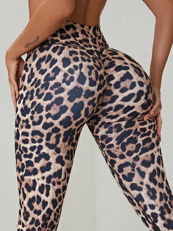 ??ZASUWA Female Leopard Scrunch Bum Body Fit Leggings