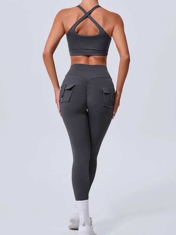 ZASUWA Female Pocket Cutout Cross Back Scrunch Bum Tracksuit