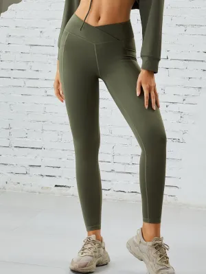 ZASUWA Female Pocket Hollow Out V-shape Waist Hoodied Leggings