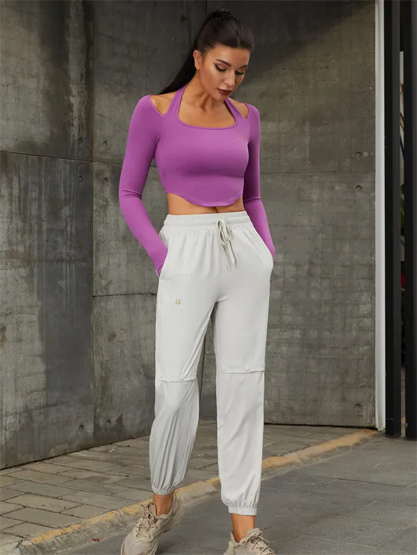 ZASUWA Female Pocket Thumbhole Halter Leggings