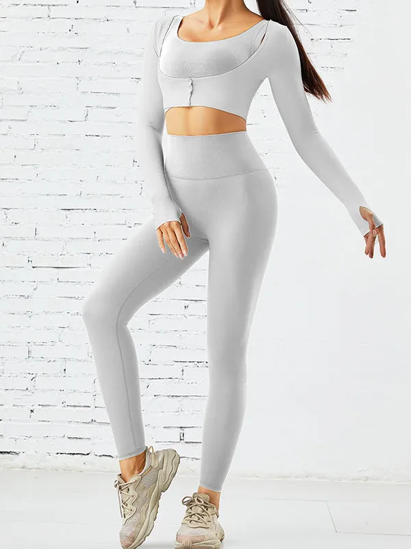 ZASUWA Female Pocket Thumbhole Ribbed High-support Leggings