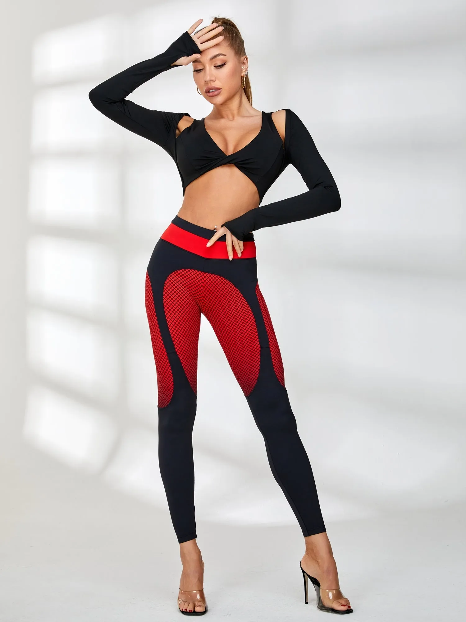 ZASUWA Female Pop Style Contrast Color Unique Twist With Pads Tracksuit