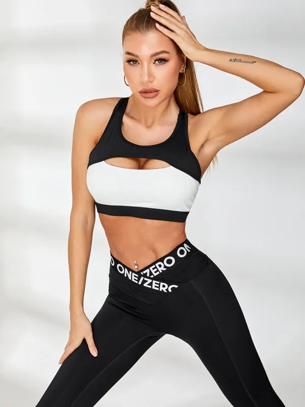 ZASUWA Female Print Contrast Color V-shape Waist Leggings