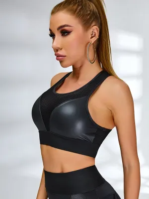 ZASUWA Female PU Fishnet Breathable Sports Bras