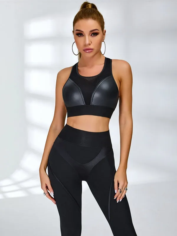 ZASUWA Female PU Fishnet Breathable Sports Bras