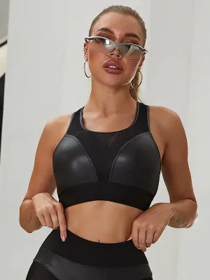 ZASUWA Female PU Fishnet Breathable Sports Bras