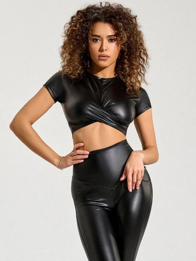?ZASUWA Female PU High-rise Leggings