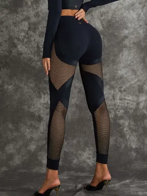 ?ZASUWA Female PU Net Thumbholes High-rise Hip-lift Leggings