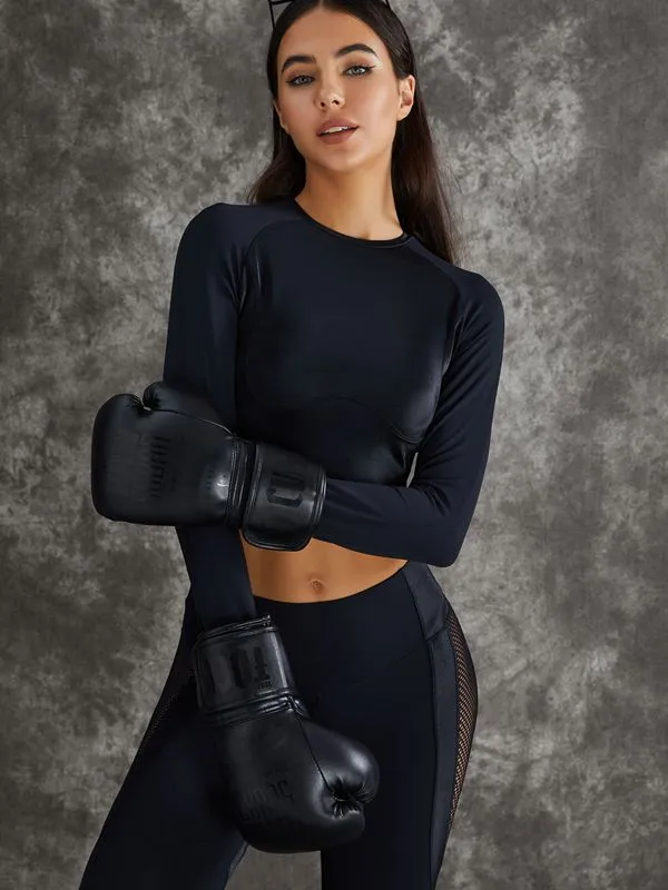 ?ZASUWA Female PU Net Thumbholes High-rise Hip-lift Leggings
