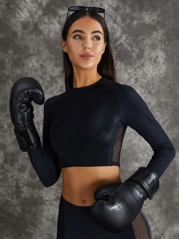 ?ZASUWA Female PU Net Thumbholes High-rise Hip-lift Leggings