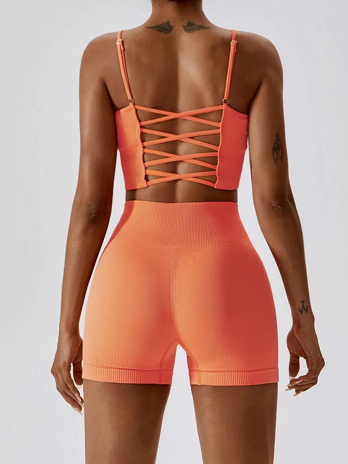 ZASUWA Female Ribbed Cross Back Sports Bras