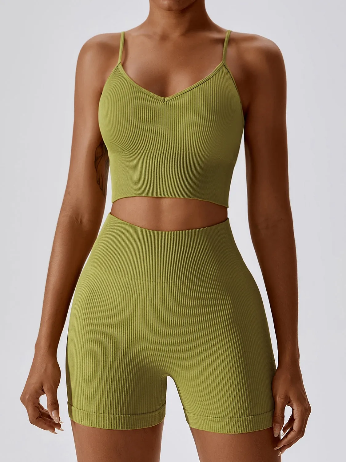 ZASUWA Female Ribbed Cross Back Sports Bras