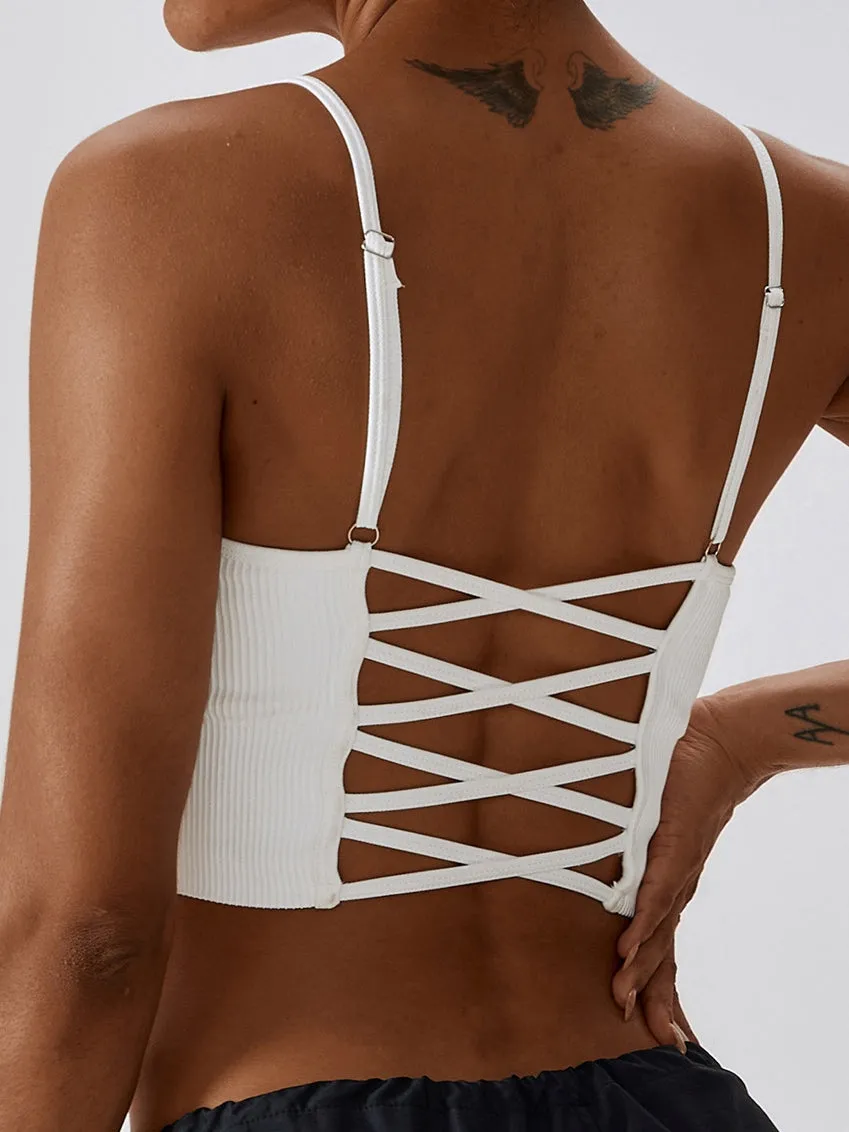 ZASUWA Female Ribbed Cross Back Sports Bras