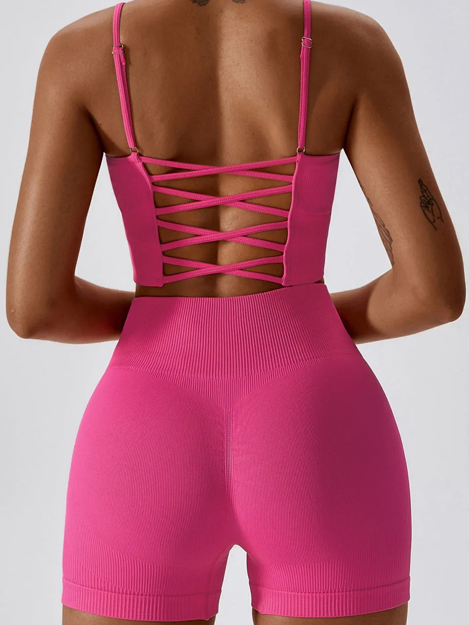 ZASUWA Female Ribbed Cross Back Sports Bras