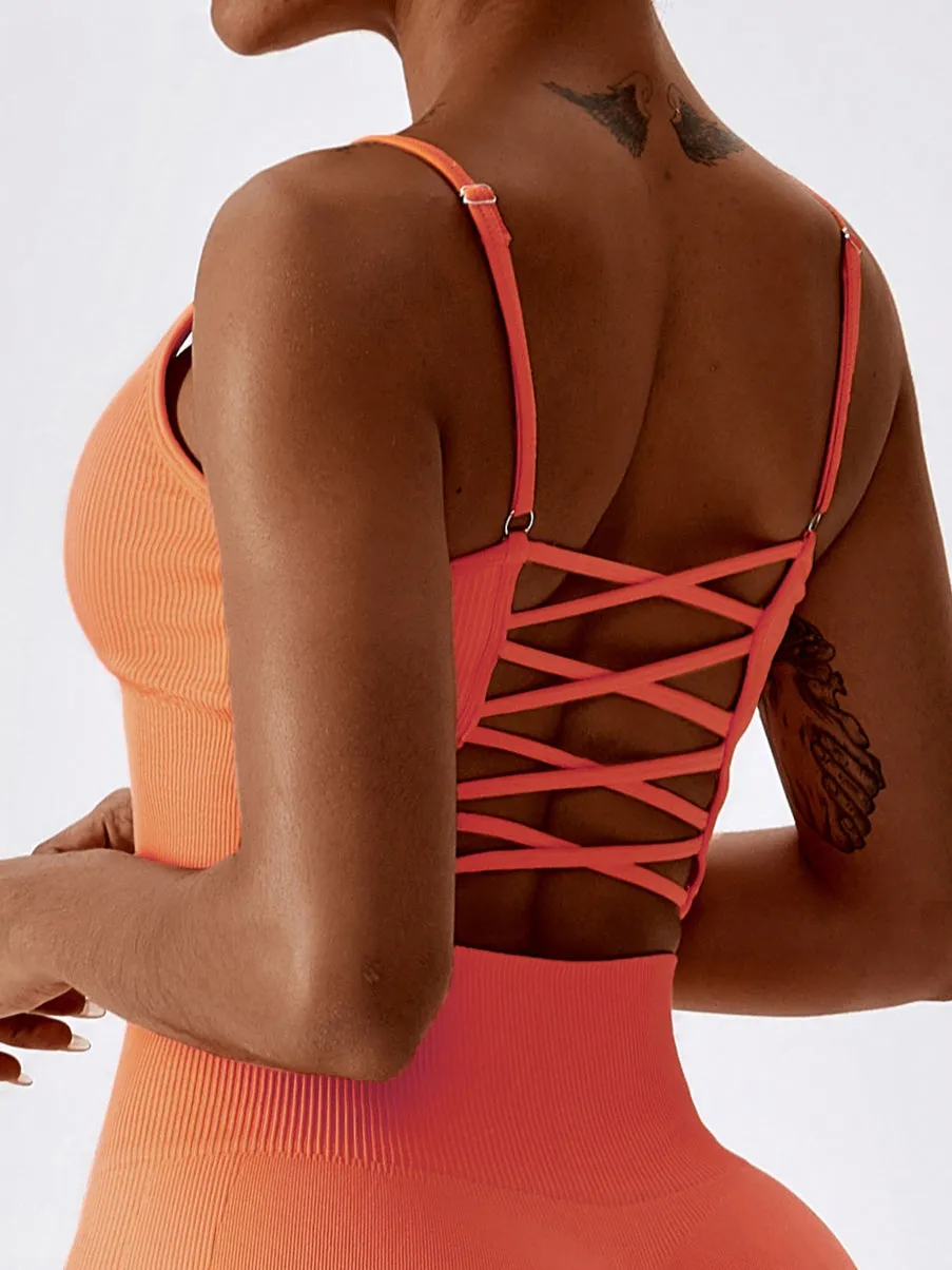 ZASUWA Female Ribbed Cross Back Sports Bras