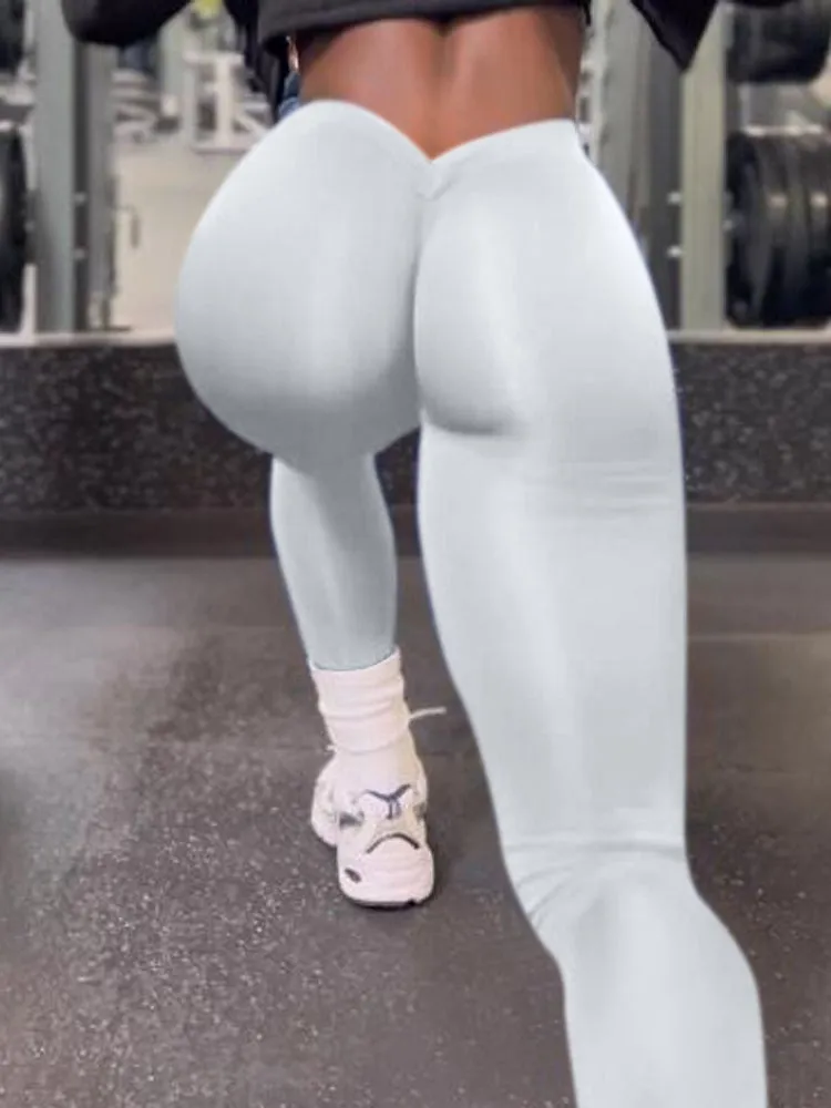 ZASUWA Female Scrunch Bum Deep V Back Leggings
