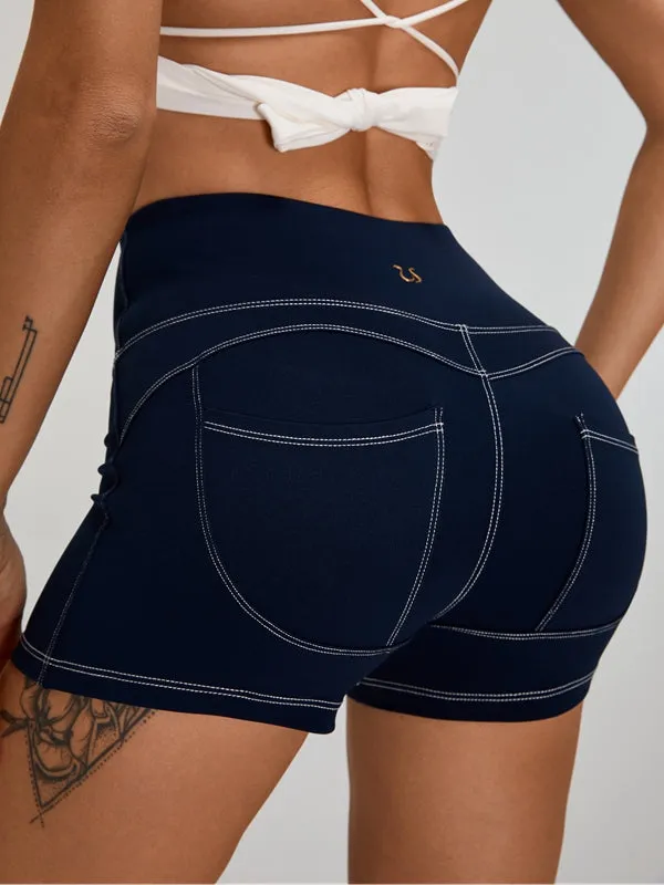 ZASUWA Female Sexy Denim Pocket Beautiful Back Bow-knot Short Tracksuit