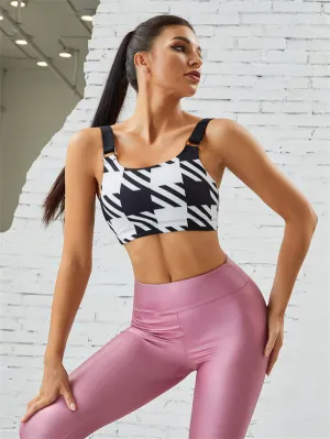 ZASUWA Female Sexy Stylish PU High Waist Print Sportswear