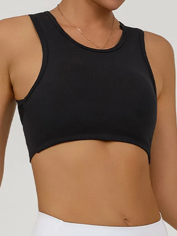 ZASUWA Female Solid Color Hollow Out Mesh Splicing Twist Sports Bras