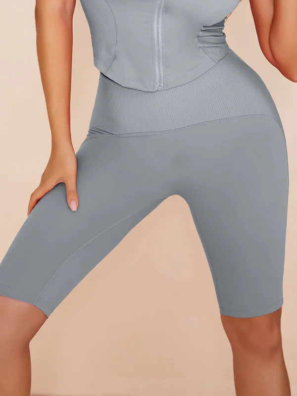 ZASUWA Female Solid Color Zipper Fashion Short Tracksuit
