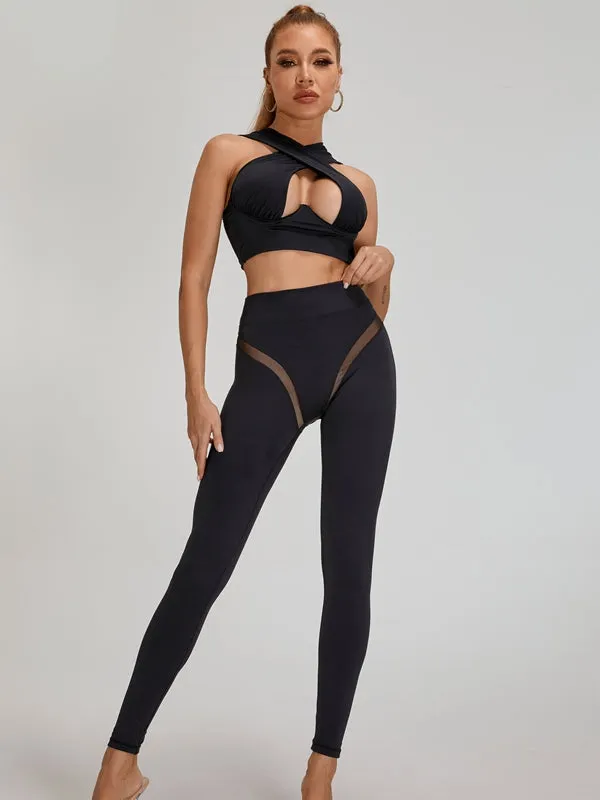 ZASUWA Female Super Sexy Unique Mesh Hip-lift Cross Tracksuit