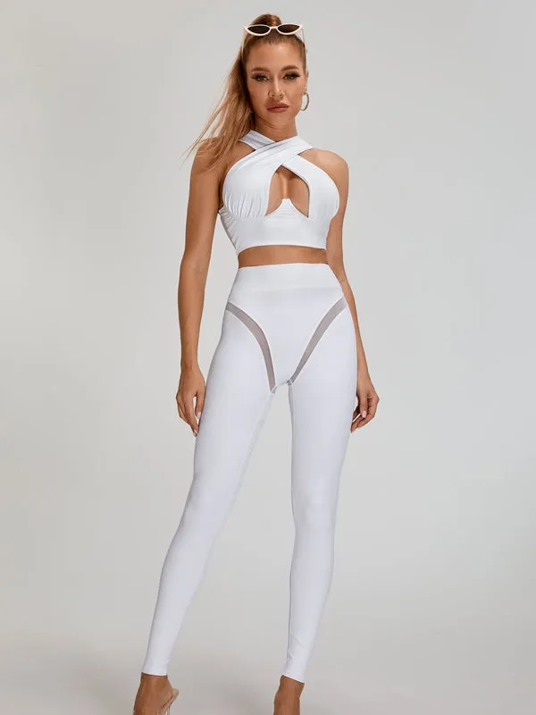 ZASUWA Female Super Sexy Unique Mesh Hip-lift Cross Tracksuit