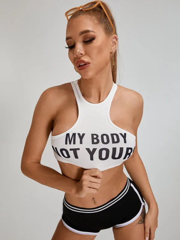 ZASUWA Female Tight Letter Print  Scrunch Bum Short Tracksuit